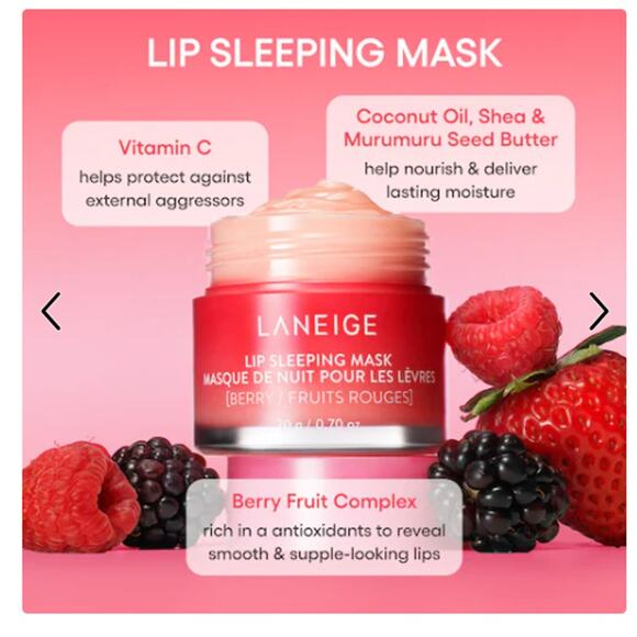 MSRP $24 – Laneige Lip Sleeping Mask “Berry” 20 g / 0.7 oz – NEW in Box - Picture 2 of 2